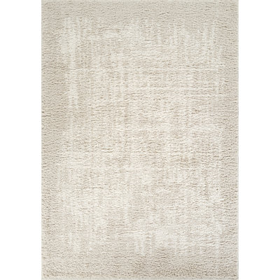 Abani Rugs LIS110A Natasha Beige Shag Rug with Subtle Hashtag Pattern