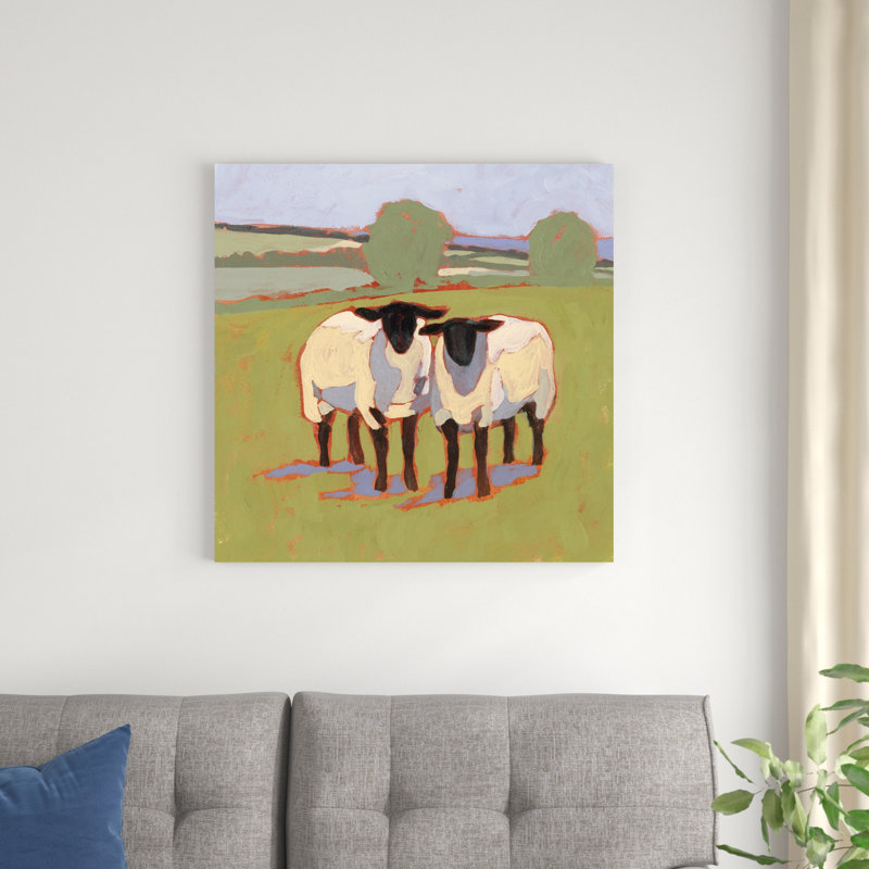 «Suffolk Sheep III» par Victoria Borges - peinture sur toile tendue, H 30 po x l 30 po
