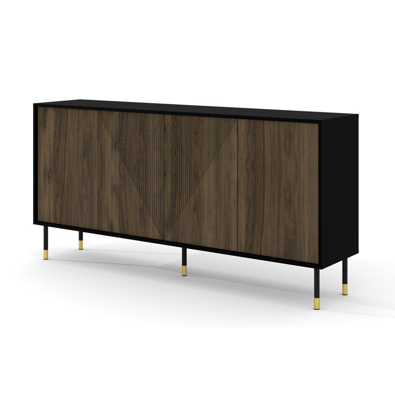Baldemar 180 cm W Chest of Drawers, Black/Catania oak
