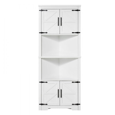 68" Tall Corner Storage Cabinet, 6 Tiers Farmhouse Storage Cabinet with 4 Wooden Doors & Adjustable Shelves, Freestanding Corner Kitchen Cabinet for L by Gracie Oaks