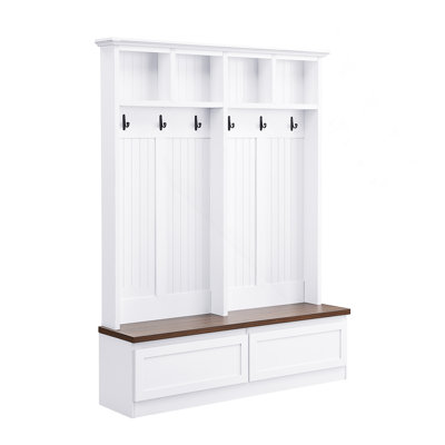 55.9"W Hall Tree with Bench, 2 Large Drawer