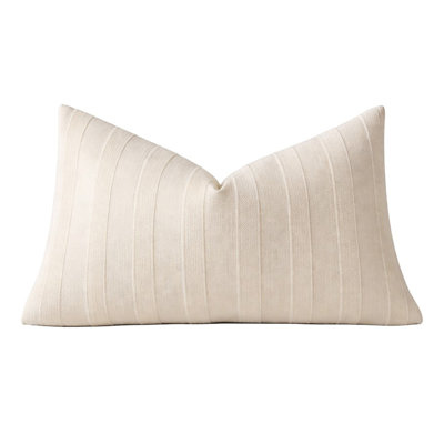 Light Beige Textured Striped Throw Pillow Cover 12" X 20" - Modern Accent Pillow Case, 1-Pack