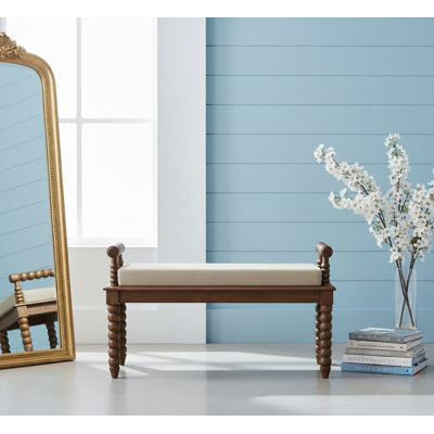 Linen Blend Upholstered Bench