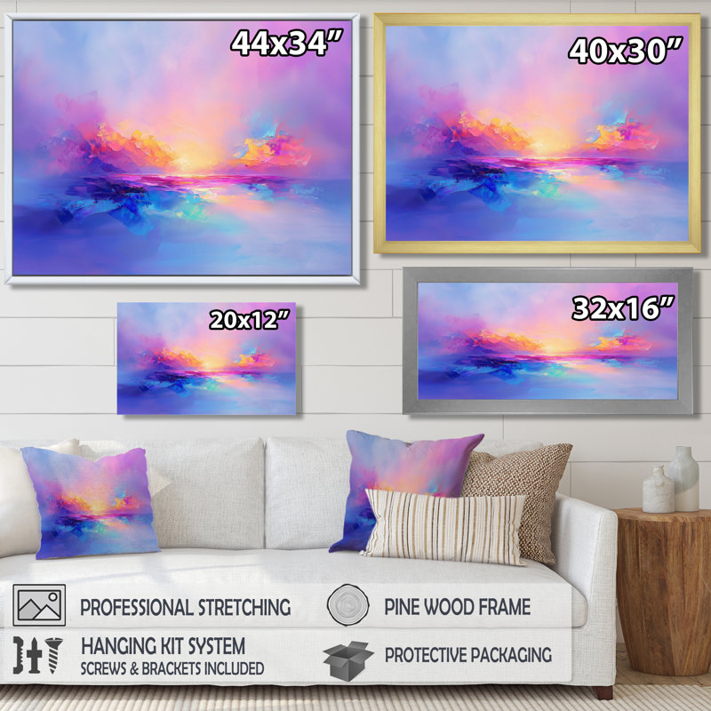 Auroral Coastal Minimal Sky Horizon - impression d'art mural ciel, 30" H x 40" W, Floater Framed Print without Mat, Brown
