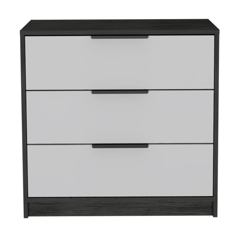 Commode 3 tiroirs l 27,6 po, White/Smokey Oak