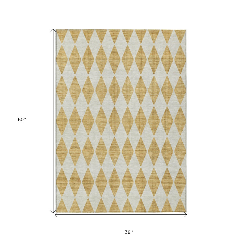 Tapis intérieur lavable antidérapant doré 3 pi x 5 pi