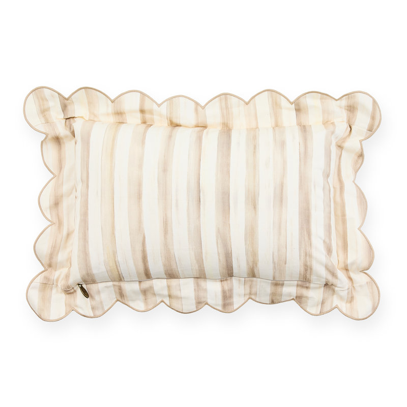 Mocha Check Reversible Scalloped Pillow, Brown/White, Rectangle 6"H x 14"W
