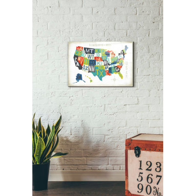"Typographie américaine carte" par Michael Mullan, art mural en verre acrylique