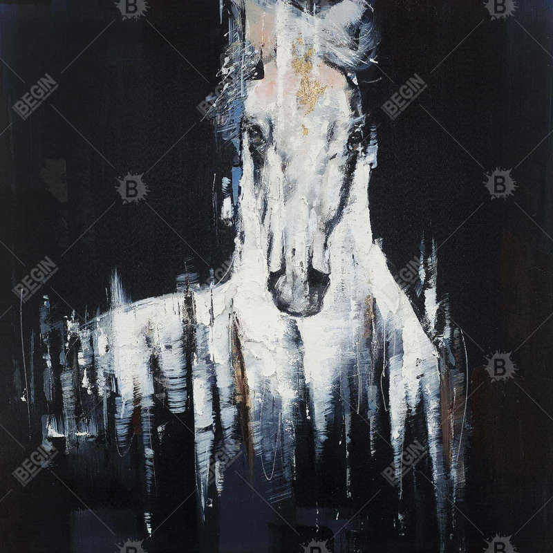 " Abstract White Horse On Black Background "