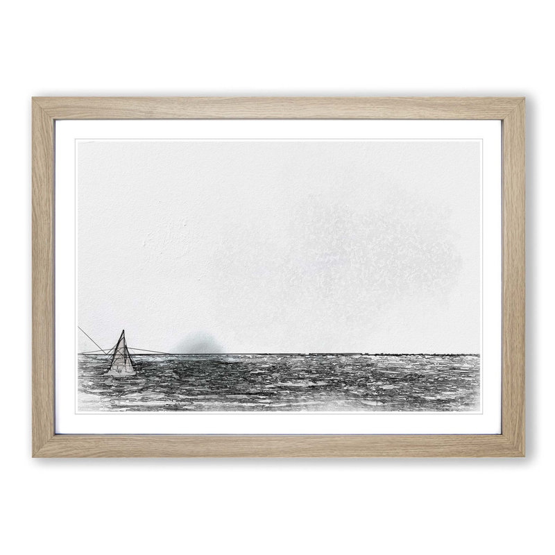 Sailing on the Ocean in Abstract - Picture Frame Graphic Art Print, 40cm H x 60cm W x 2cm D, Oak