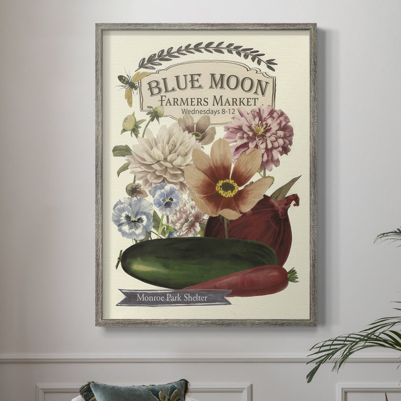 «Blue Moon Farmers Market II», reproduction encadrée - bois massif, H 11 po x l 9 po