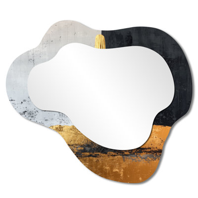 Cactus Abstract Shapes Pure Form I - Floral Cactus Irregular Asymmetrical Mirror, Traditional Wall Mirror, Printed on Metal