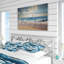 Literie à vagues bleues et blanches-467554817