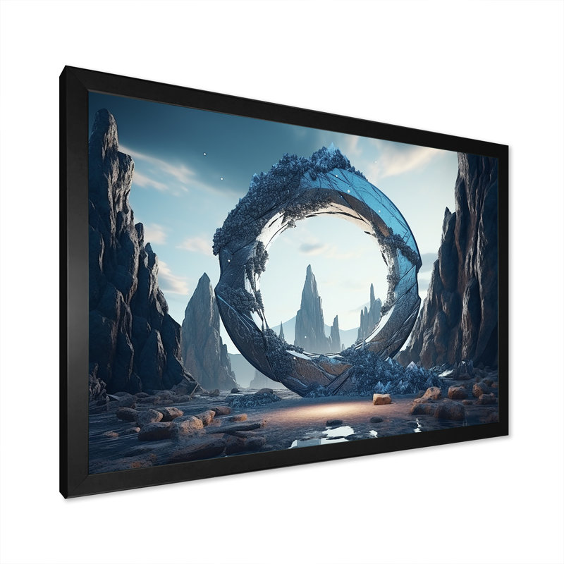 Portail surréel de la galaxie surréaliste II - surréalisme, art mural, Cadre d'angle fermé noir, H 12 po x l 20 po x P 1 po