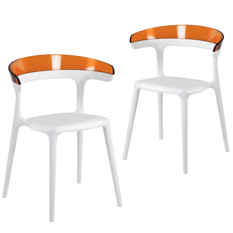 Chaise de terrasse empilable Mia, Blanc / Orange