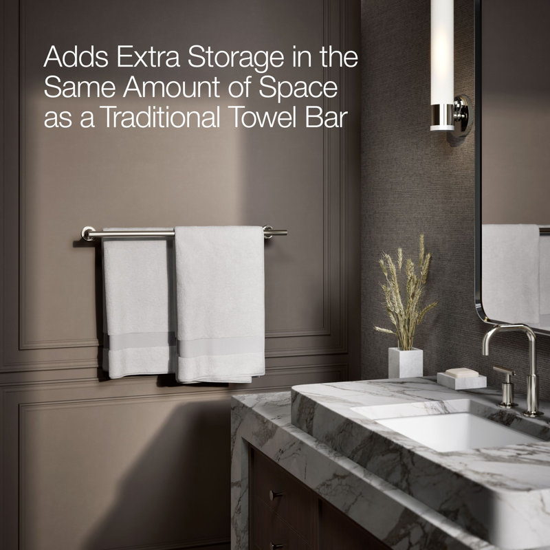 Purist® Double 24" Wall Mounted Towel Bar, Vibrant Polished Nickel