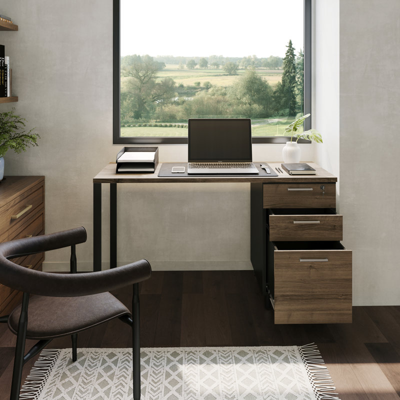 Bureau réversible Faith-Sharona, Brun / noir