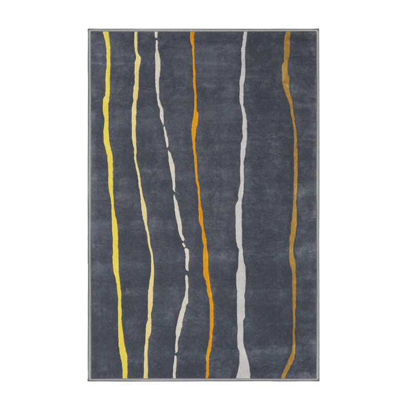 Tapis abstrait gris / jaune Adalet, Rectangle 6 pi x 9 pi