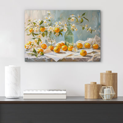 Aquarelle pastel, fleurs orange clair, fruits, œuvre d'art, photos de salon