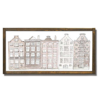 Aquarelle paysage urbain neutre, impression sur bois