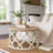 Mayenne Rustic Farmhouse Round Coffee Table with Distressed Wood Tray Top-1424487343