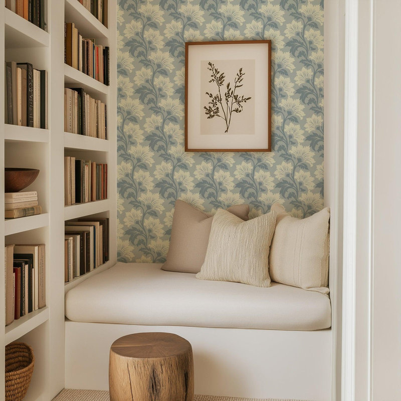 Wildflower - Botanical Wallpaper, Foggy Gray, Premium Paper