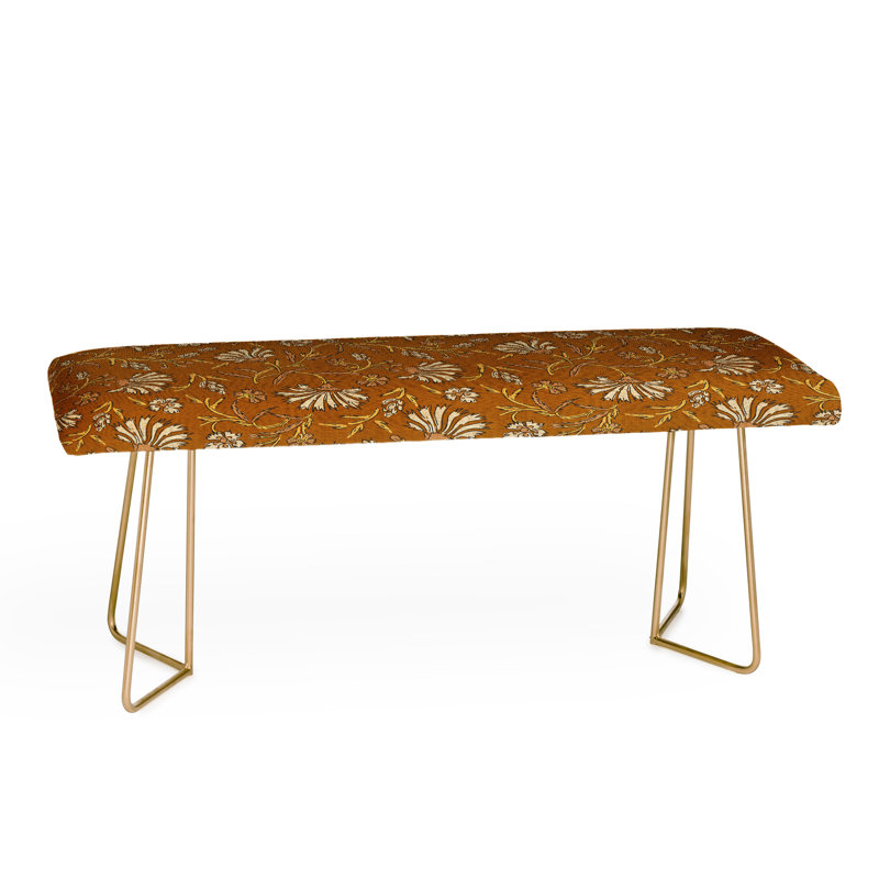 Rudd Upholstered Bench, Gold/Ivory/Floral