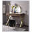 Coleen Vanity Desk With Mirror And Jewelry Tray, Walnut And Gold Finish, Spacious Storage For Cosmetics And Accessories