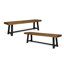 Banc d'extérieur en acacia, finition teck sablé et noir, ensemble de 2 pièces-678422496