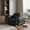  Fauteuil club en cuir noir et argent