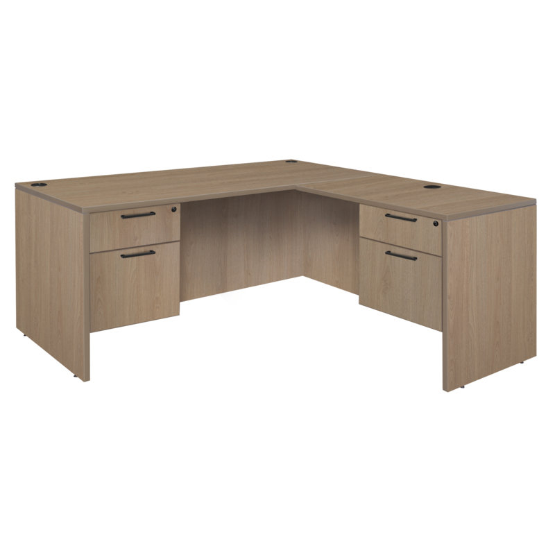 Bureau avec tiroir à double caisson Nevjana L, Acajou, H 29 po x l 66 po x P 101 po