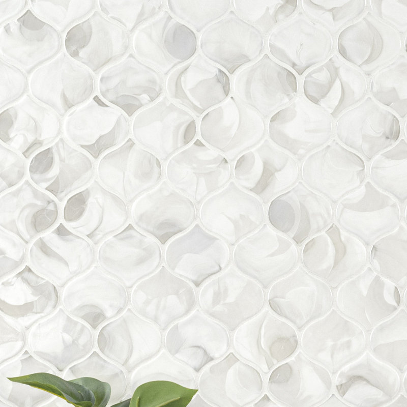 Nacre Blanc Lantern 10 in. x 10 in. Glossy Glass Mosaic Wall Tile