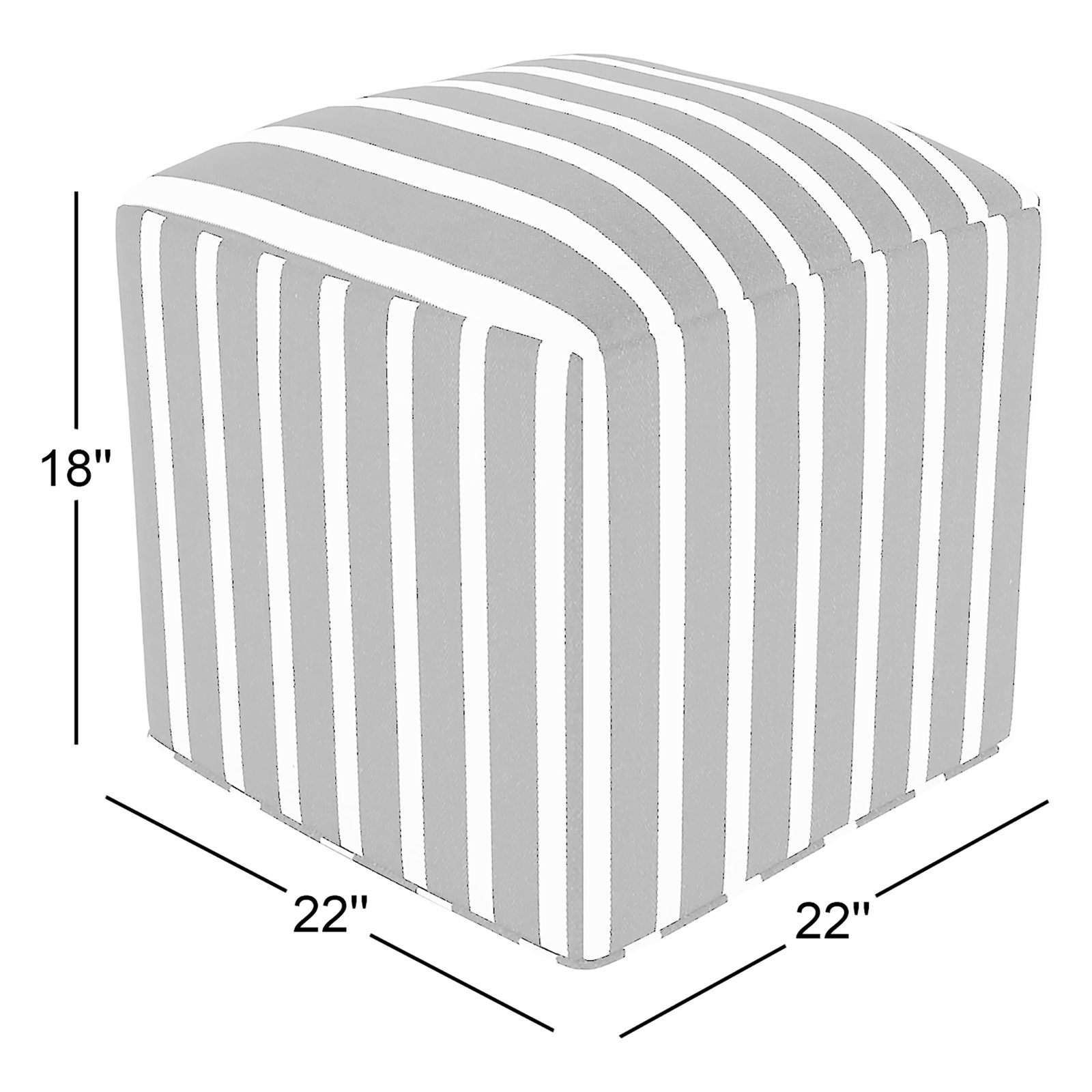 Eliana  Upholstered 18" Ottoman, Sunbrella Shore Classic, 18"H x 22"W x 22"D