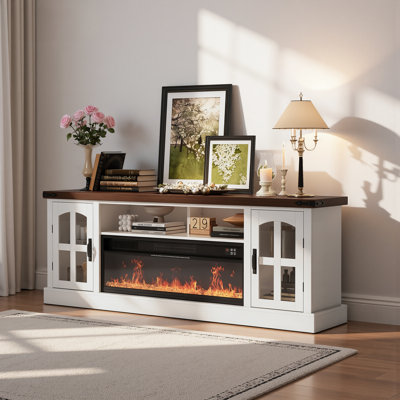 70.9" Rustic & Farmhouse Style Tv Stand With Electric Fireplace
