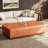 Brown Multifunctional PU Leather Ottoman With Rubber Solid Wood Legs