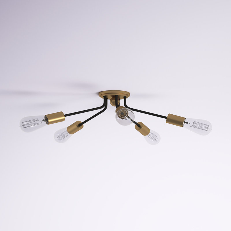 Plafonnier semi-encastré 5 lumières 27,5 po, Bronze occidental
