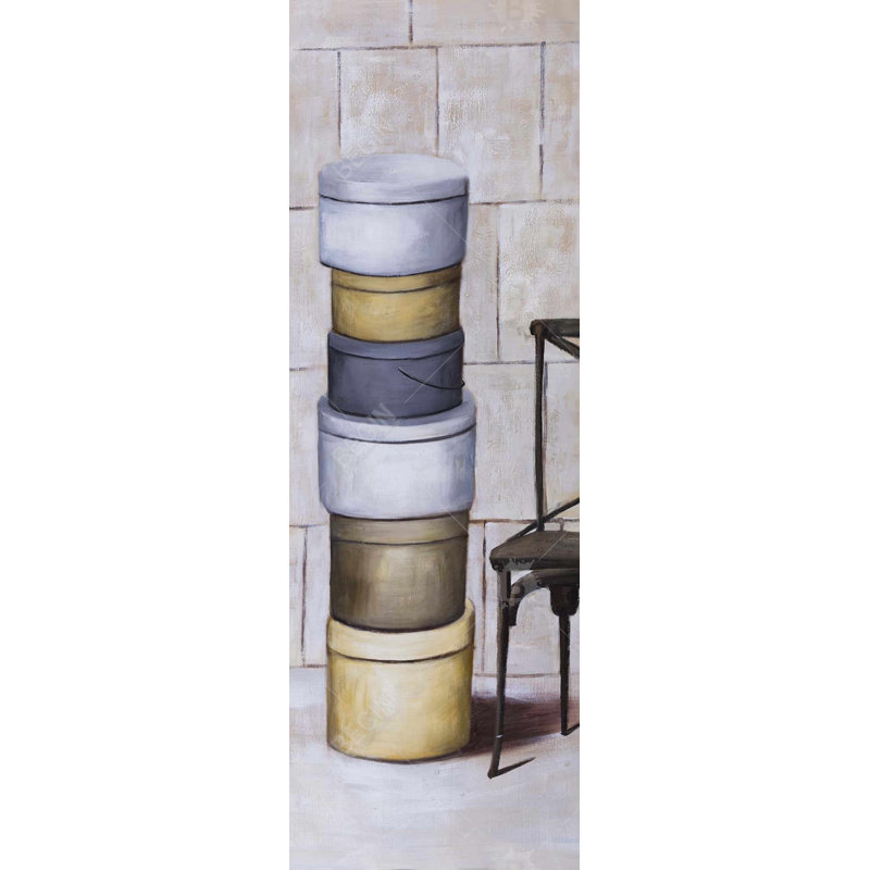 Old Hat Boxes - Toile grise pour décoration intérieure | Art élégant