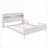 Full Size Solid Pine Wood Clean White Bed, Integrated Bookcase Headboard with LED Motion Sensor Light, Optional Guardrails for Bedroom