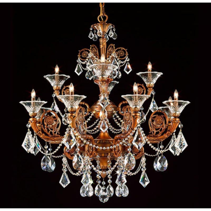 Lustre suspendu de la collection Traditional Barcelona, Or antique, Transparent, 24" Diameter x 28" Length