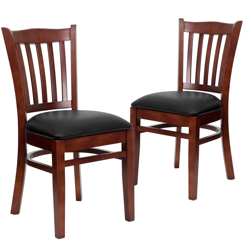 Prompton Vertical Slat Back Wooden Restaurant Chair, Black, Mahogany