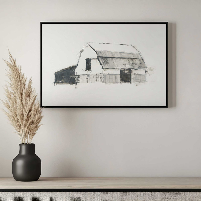 «Greycale Barn Study I» par Ethan Harper, reproduction d'art sur toile, Cadre flottant sans passe-partout, Noir