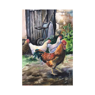 Chickens 1 Piece Wrapped Canvas Painting