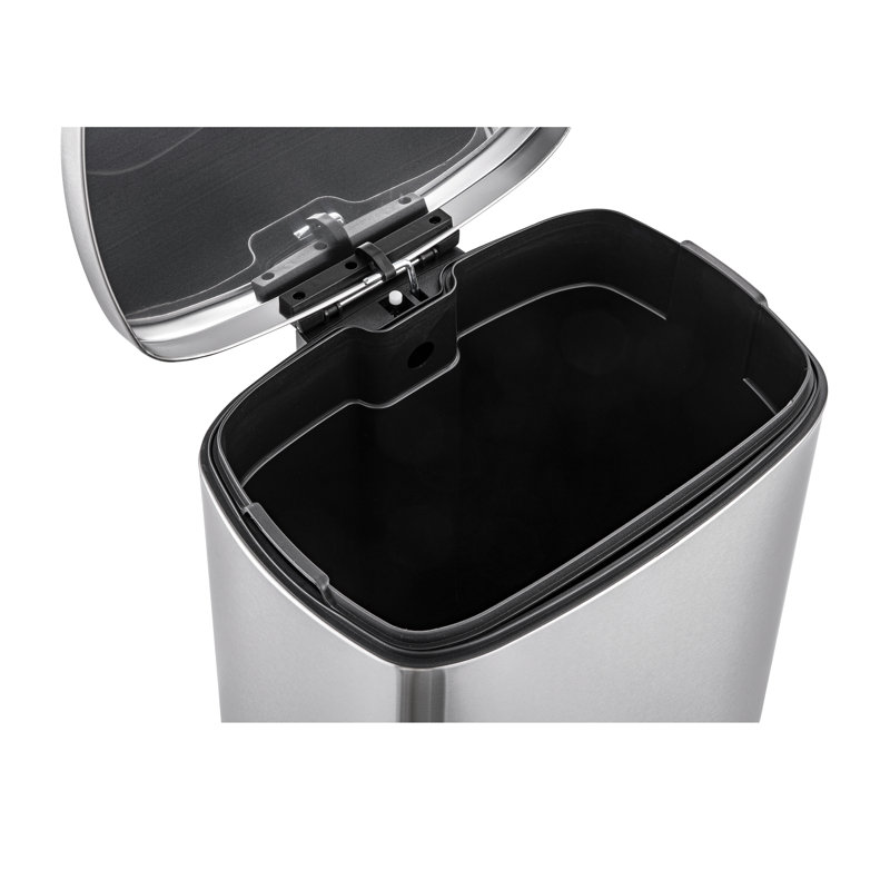 Silver Stainless Steel Pedal Trash Can Combo Set