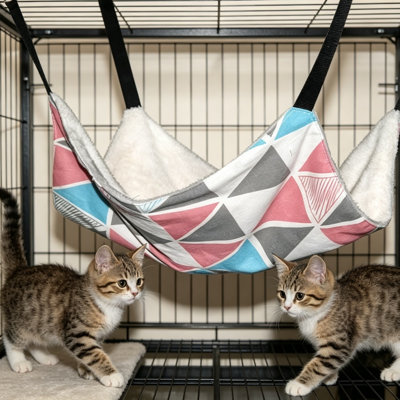 Lit réglable pour hamac pour chat suspendu, nid de panier de cage pour chat en peluche chaud double face, chaise longue détachable et lavable pour chats et petits chiens, plusieurs options de motifs