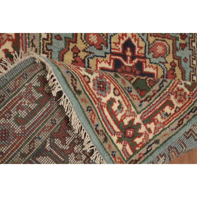 Tapis décoratif bleu clair fait à la main 3 x 5