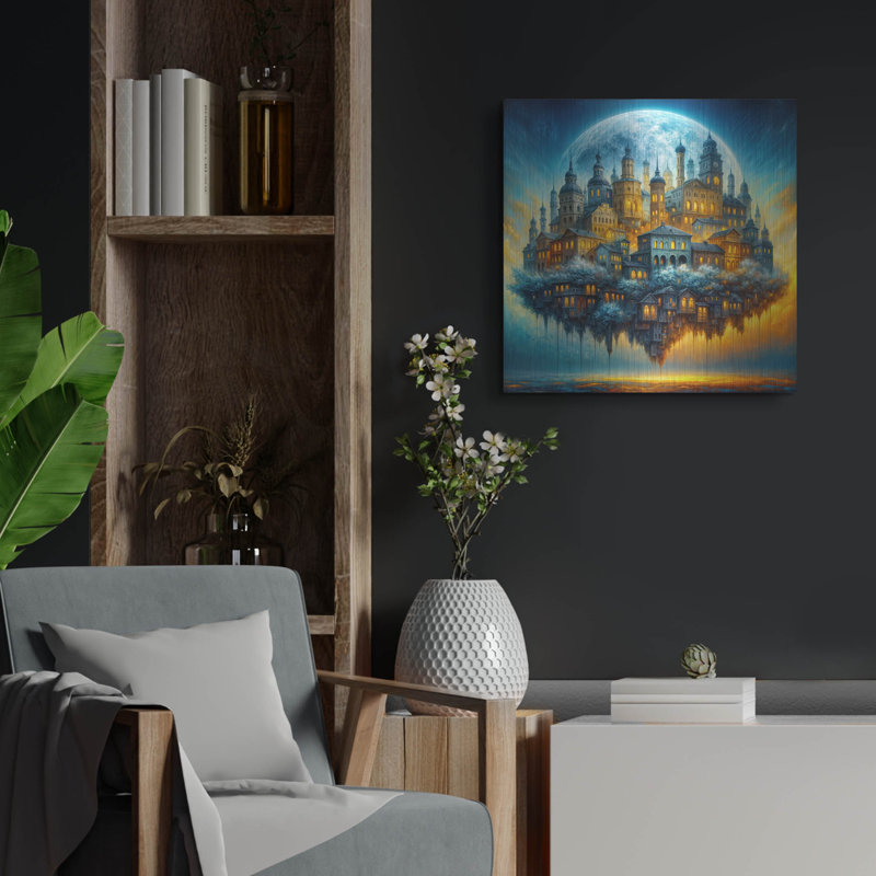  «Floating City» par Rey Klimt, art mural en métal, 24 po x 24 po, H 24 po x l 24 po