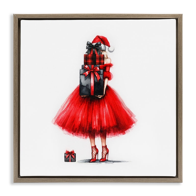Art mural chic sur toile de Noël par Amanda Greenwood, Cadre flottant orme Montalcino, H 18 po x l 18 po