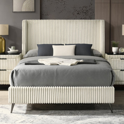 Mavela Wide Wale Corduroy Upholstery Panel Queen Bed