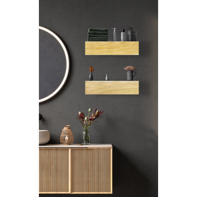 Emerald Lee 2 Piece Oak Floating Shelf