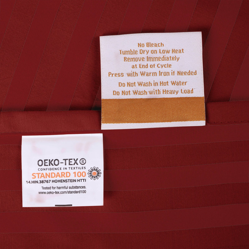 Kinvara 400 Thread Count Certified Egyptian Cotton Blend Stripe Sheet Set, Full, Burgundy